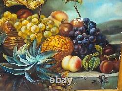 R. MARIO. Still Life with Fruits. Oil painting on wood panel