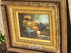 R. MARIO. Still Life with Fruits. Oil painting on wood panel