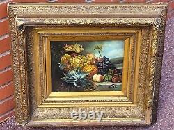 R. MARIO. Still Life with Fruits. Oil painting on wood panel