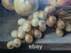 Raisins And Pommes In A Basket Oil Signed Gauthier Circa 1950 Frame Wood