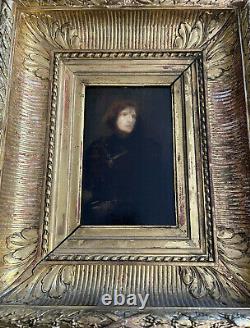 Rare Charles Sprague Pearce Sarah Bernhardt Signed Painting Oil On Panel