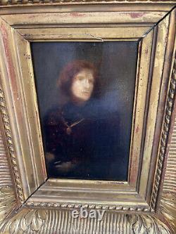 Rare Charles Sprague Pearce Sarah Bernhardt Signed Painting Oil On Panel