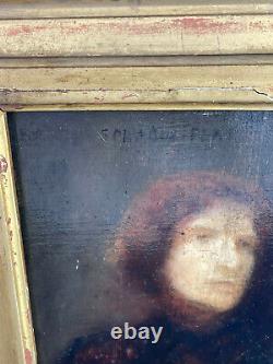 Rare Charles Sprague Pearce Sarah Bernhardt Signed Painting Oil On Panel