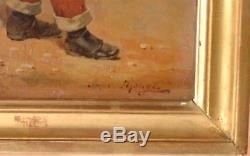Rare Jules Monge Painting (1855-1934) Military Soldier Ec. Prov. 19th