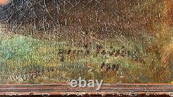 Rare Oil On Canvas Xixth Nymph Curiosa In The Woods Nude Painting Signed