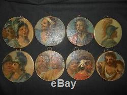 Rare Old Together Round Table 8 X (tondo) XVIII Painting