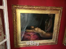 Rare Painting Orientalist Nineteenth Oil On Canvas With Its Gilt Wood Frame