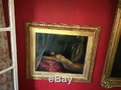 Rare Painting Orientalist Nineteenth Oil On Canvas With Its Gilt Wood Frame