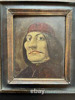 Rare Paintings Pair Of Grotesque Portraits Germany 19th Oil On Panel