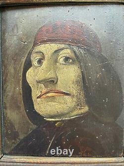 Rare Paintings Pair Of Grotesque Portraits Germany 19th Oil On Panel