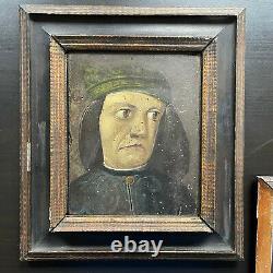 Rare Paintings Series Of Grotesque Portraits Germany 19th Oil On Panel