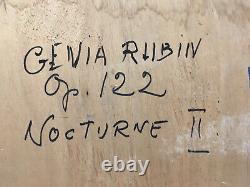 Rare Very Beautiful Surrealist Painting On Wood Panel From Genia Rubin Circa 1970