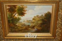 Rare-oil On Canvas Signed Veronesi Table Frame Old Wood, Gold Leaf Gold
