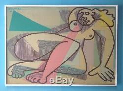 Raymond Trameau Rare Big Picture 1946 Hst Naked Cubist Picasso Cubism 95cm