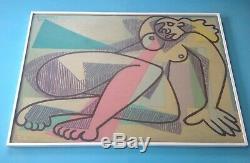 Raymond Trameau Rare Big Picture 1946 Hst Naked Cubist Picasso Cubism 95cm