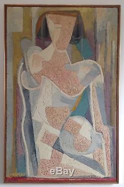 Raymond Trameau Rare Grand Hst Painting 1967 Abstraction Cubist Picasso 100x64cm