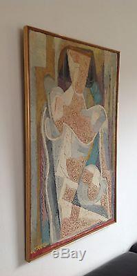 Raymond Trameau Rare Grand Hst Painting 1967 Abstraction Cubist Picasso 100x64cm