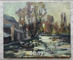 Raymond Vernet Grand Old Painting Signed Oil Landscape Provence Alpilles