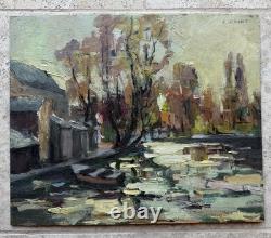 Raymond Vernet Grand Old Painting Signed Oil Landscape Provence Alpilles