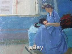 Rene Genis-1922-2004 Table / Oil-woman-paris School-workshop Bardone