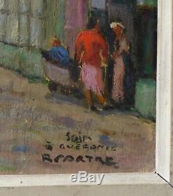 René Sartre, Evening In Guérande, Church St Aubin Oil On Wood, Early 50