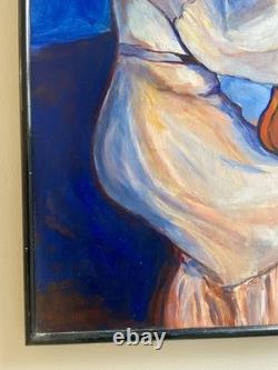 Reyol Woman Violinist 1979 oil on wood signed certificate 63x48cm