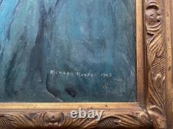 Richard Ranft, Portrait of a Woman in a Garden, Signed Antique Painting