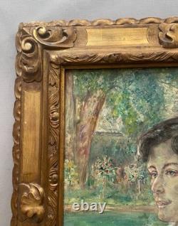 Richard Ranft, Portrait of a Woman in a Garden, Signed Antique Painting