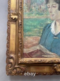 Richard Ranft, Portrait of a Woman in a Garden, Signed Antique Painting