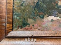 Road, oil on panel, signature to identify, antique painting, artwork