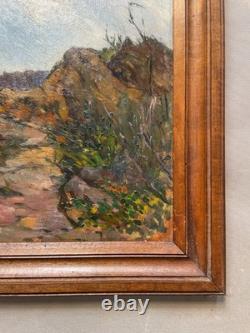Road, oil on panel, signature to identify, antique painting, artwork