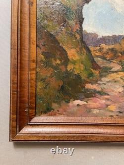 Road, oil on panel, signature to identify, antique painting, artwork