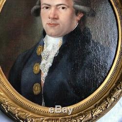 Robespierre Portrait Of Oil On Canvas Oval Wooden Frame Dore 18 Eme Siecle