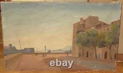 Roland CHAVENON (1895-1969) Oil Painting Landscape, Port of Toulon, Var, Marine, 1940