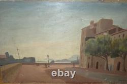 Roland CHAVENON (1895-1969) Oil Painting Landscape, Port of Toulon, Var, Marine, 1940