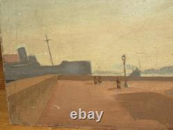Roland CHAVENON (1895-1969) Oil Painting Landscape, Port of Toulon, Var, Marine, 1940