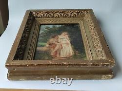 Romantic Old Painting Painting On Antique Wood Oil Painting
