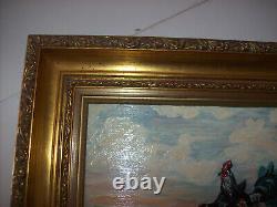 Rooster and Hen Theme Painting - Oil on Wood Signed Y. PRUD'HOMME