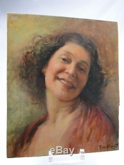 Roux-abougit (ec Lyonnaise) Beautiful Portrait Of Woman Ca 1930 H / P Art Deco Smile