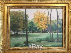 Russian Painting Poustochkine / Oil On Canvas Signed The Bois De Boulogne