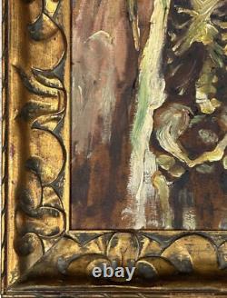 SYMBOLISM Original Antique Oil Painting 1900's Portrait Of Death, Signed, Framed