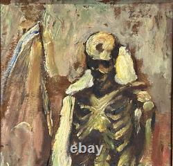SYMBOLISM Original Antique Oil Painting 1900's Portrait Of Death, Signed, Framed