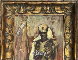 SYMBOLISM Original Antique Oil Painting 1900's Portrait Of Death, Signed, Framed