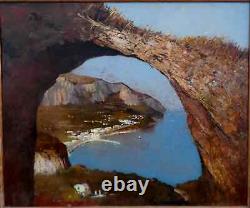S. BELFANTON 20th- GREAT & BEAUTIFUL IMPRESSIONIST PAINTING- RARE VIEW OF CAPRI 1931