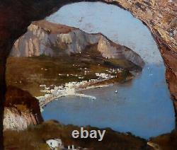 S. BELFANTON 20th- GREAT & BEAUTIFUL IMPRESSIONIST PAINTING- RARE VIEW OF CAPRI 1931