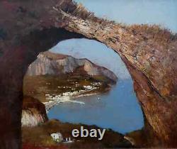 S. BELFANTON 20th- GREAT & BEAUTIFUL IMPRESSIONIST PAINTING- RARE VIEW OF CAPRI 1931