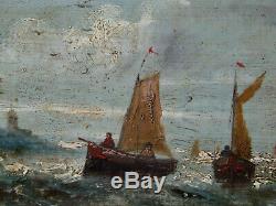 Salamon Nineteenth. 2 Paintings For. Ships At Sea & Landscape Barbizon