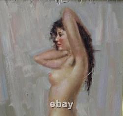 Salvatore Rodriguez (1957 -) Nude Woman Oil on Wood, Signed, with Frame