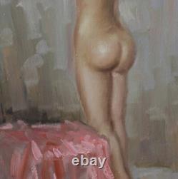 Salvatore Rodriguez (1957 -) Nude Woman Oil on Wood, Signed, with Frame