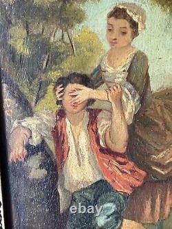 Scene Painting Animated Romantic 18th Century Oil On Wood